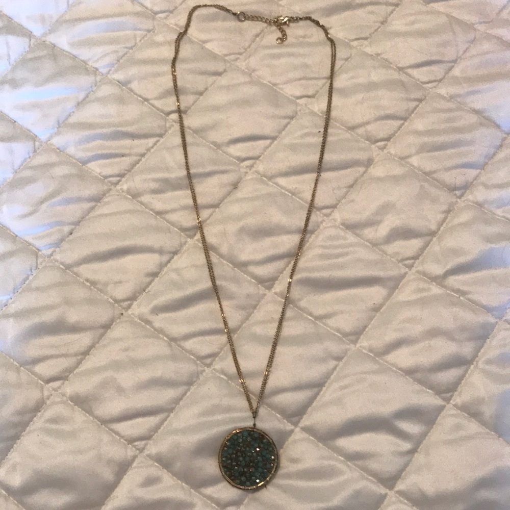 Light Blue Boho Pendant Beaded Necklace